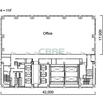 4階〜11階 平面図