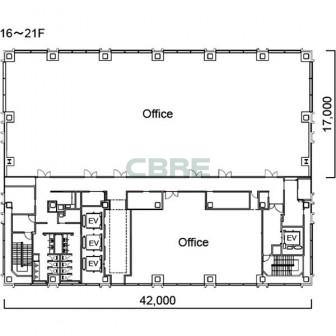16階〜21階 平面図