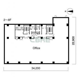 2階〜8階 平面図