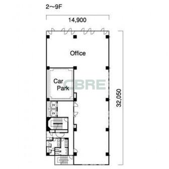 2階〜9階 平面図