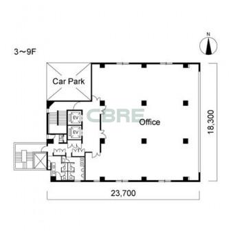 3階〜9階 平面図
