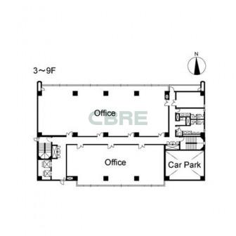 3階〜9階 平面図