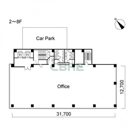 2階〜8階 平面図