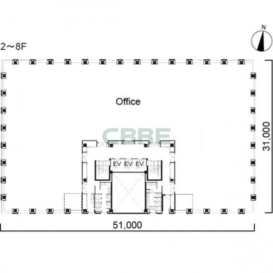 2階〜8階 平面図