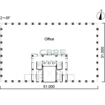 2階〜8階 平面図