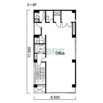 3階〜8階 平面図
