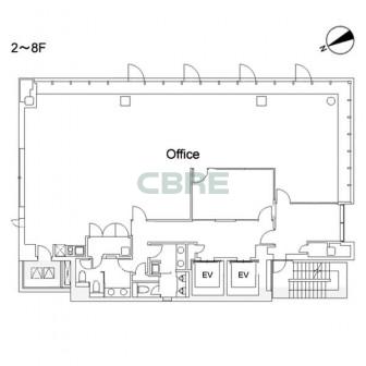 2階〜8階 平面図