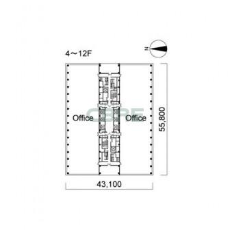 4階〜12階 平面図