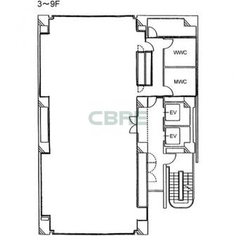 3階〜9階 平面図