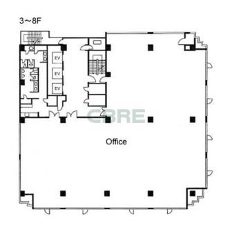 3階〜8階 平面図