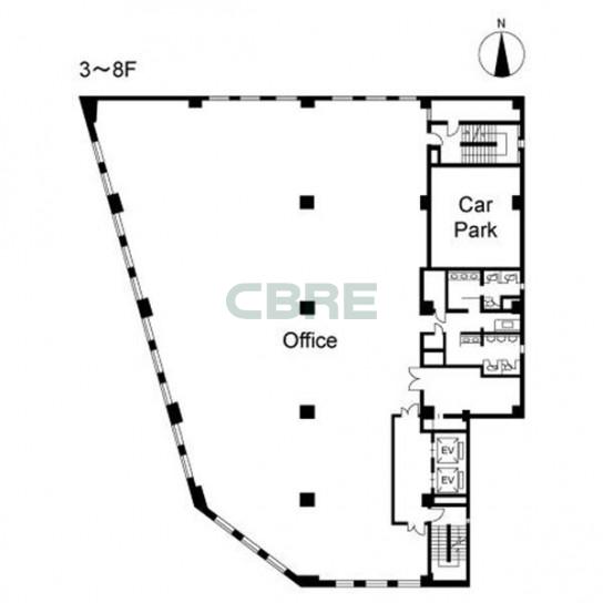 3階〜8階 平面図