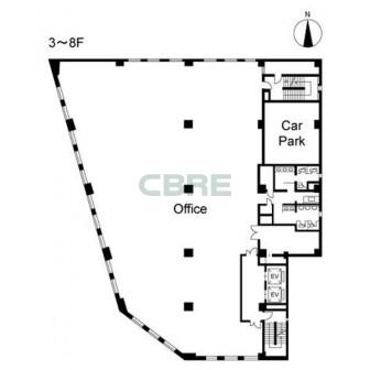 3階〜8階 平面図