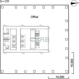 5階〜17階 平面図