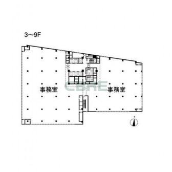 3階〜9階 平面図