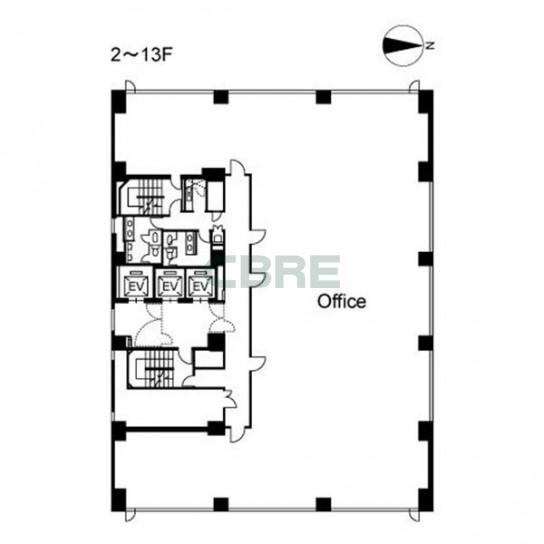 2階〜13階 平面図