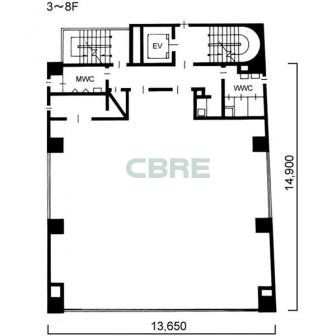3階〜8階 平面図
