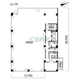 2階〜7階 平面図