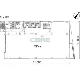 2階〜11階 平面図
