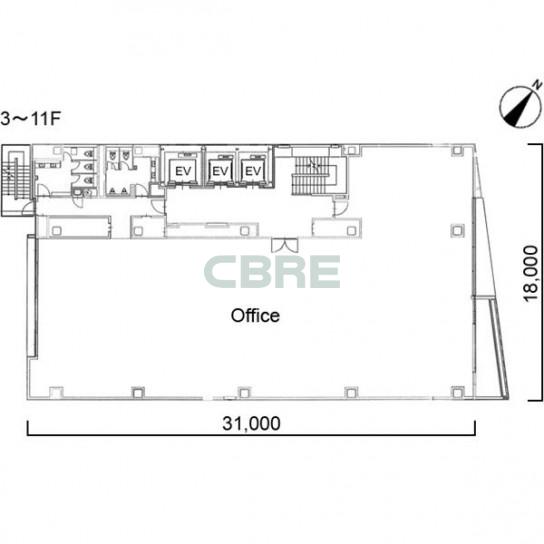 3階〜11階 平面図