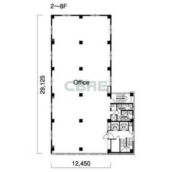 2階〜8階 平面図