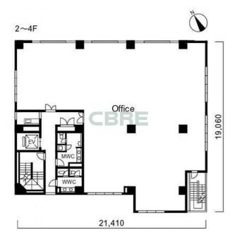 2階〜4階 平面図