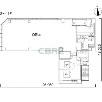 2階〜11階 平面図