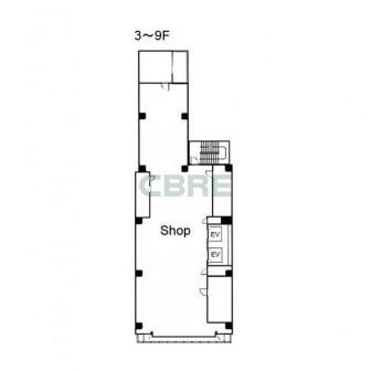 3階〜9階 平面図