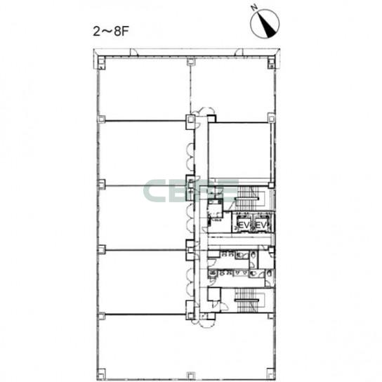 2階〜8階 平面図