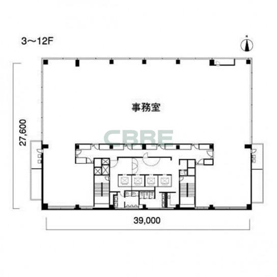3階〜12階 平面図