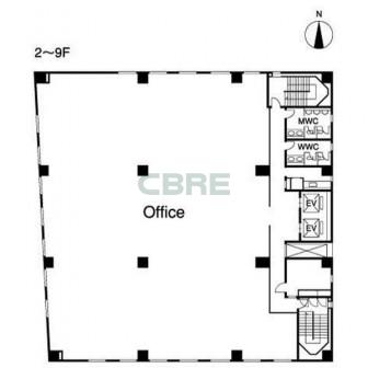 2階〜9階 平面図