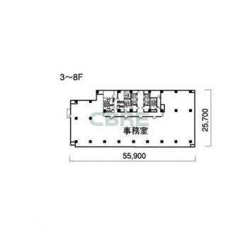 3階〜8階 平面図