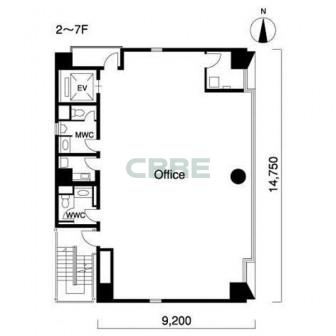 2階〜7階 平面図