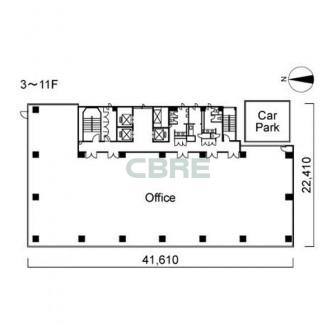3階〜11階 平面図