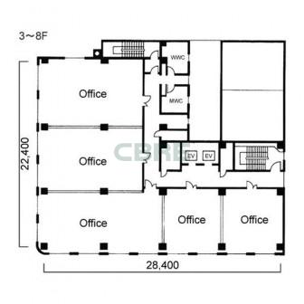 3階〜8階 平面図