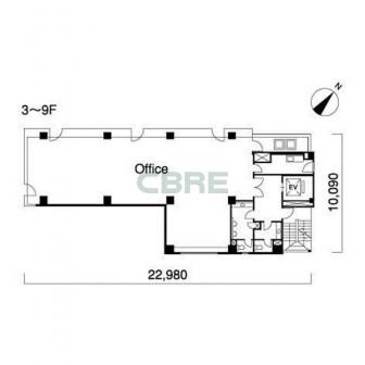 3階〜9階 平面図