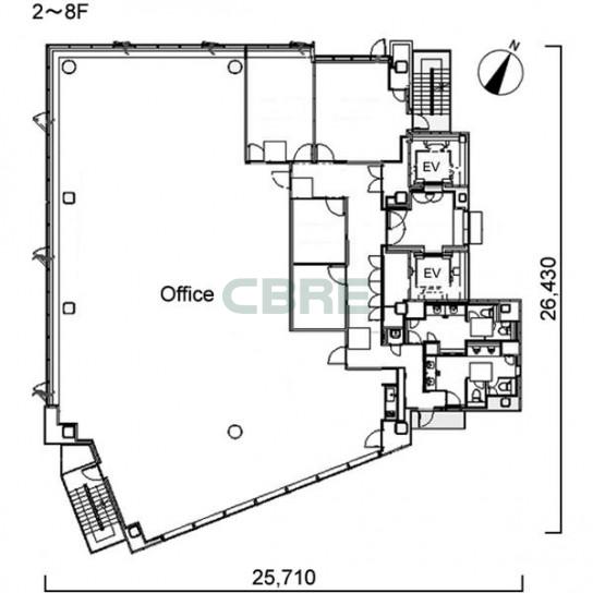 2階〜8階 平面図