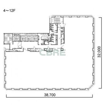 4階〜12階 平面図