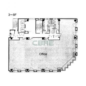 3階〜8階 平面図