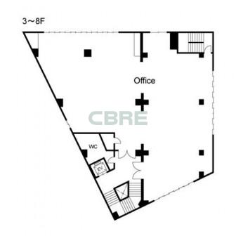 3階〜8階 平面図