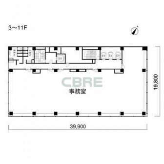 3階〜11階 平面図