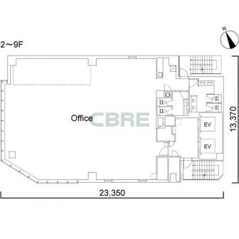 2階〜9階 平面図