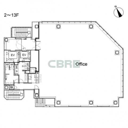 2階〜13階 平面図