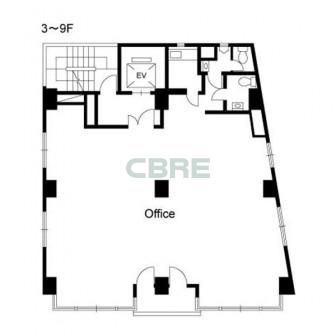 3階〜9階 平面図