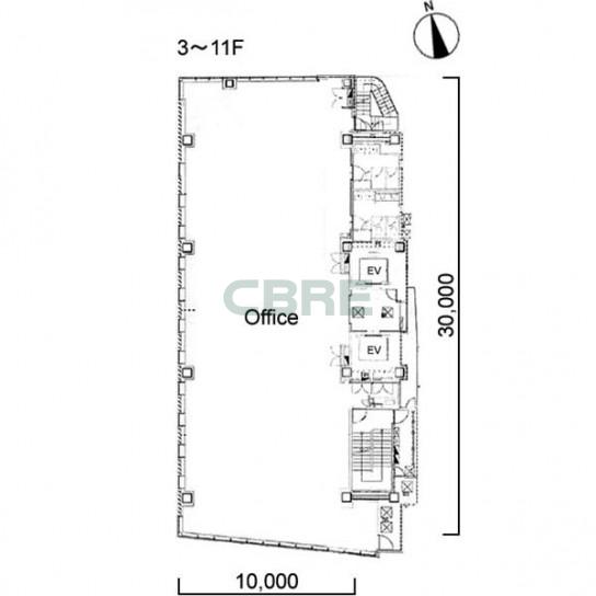 3階〜11階 平面図