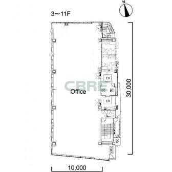 3階〜11階 平面図