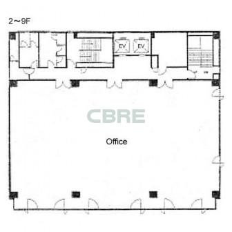 2階〜9階 平面図