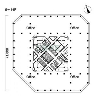 5階〜14階 平面図