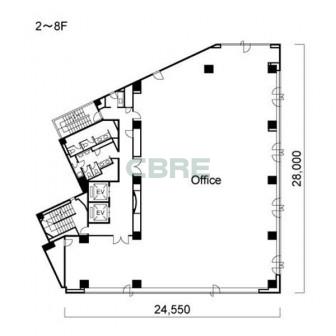 2階〜8階 平面図