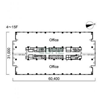 4階〜15階 平面図