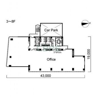 3階〜8階 平面図